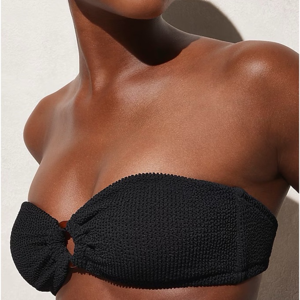J. Crew Black Texture O-ring bandeau Women’s size 2XL Bikini Top